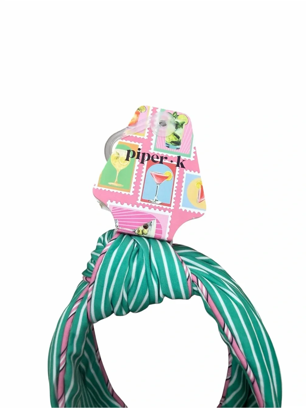 Striped Knotted Headband in Teal and Pink - Women's Hair Accessory